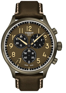 Tissot Chrono XL Vintage T1166173609200 | Herrenuhr Chronograph Quarz 45 mm | Lederband Khaki | Saphirglas | Swiss Made | NEU OVP mit 2 Jahren Hersteller-Garantie