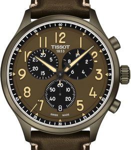 Tissot Chrono XL Vintage T1166173609200 | Herrenuhr Chronograph Quarz 45 mm | Lederband Khaki | Saphirglas | Swiss Made | NEU OVP mit 2 Jahren Hersteller-Garantie