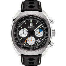 Laden Sie das Bild in den Galerie-Viewer, Tissot Heritage 1973 | T124.427.16.051.00 | Herrenuhr | Swiss Made Automatik Chronograph | 60h Gangreserve | Saphirglas | Lederband schwarz | Zifferblatt schwarz | NEU OVP mit Box &amp; Garantiekarte