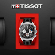 Laden Sie das Bild in den Galerie-Viewer, Tissot Heritage 1973 | T124.427.16.051.00 | Herrenuhr | Swiss Made Automatik Chronograph | 60h Gangreserve | Saphirglas | Lederband schwarz | Zifferblatt schwarz | NEU OVP mit Box &amp; Garantiekarte
