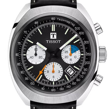 Laden Sie das Bild in den Galerie-Viewer, Tissot Heritage 1973 | T124.427.16.051.00 | Herrenuhr | Swiss Made Automatik Chronograph | 60h Gangreserve | Saphirglas | Lederband schwarz | Zifferblatt schwarz | NEU OVP mit Box &amp; Garantiekarte