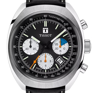 Tissot Heritage 1973 | T124.427.16.051.00 | Herrenuhr | Swiss Made Automatik Chronograph | 60h Gangreserve | Saphirglas | Lederband schwarz | Zifferblatt schwarz | NEU OVP mit Box & Garantiekarte
