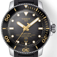 Laden Sie das Bild in den Galerie-Viewer, Tissot Seastar 2000 Professional | T120.607.17.441.01 | Herren-Taucheruhr | 600m Wasserdicht ISO 6425 | Powermatic 80 Automatik | Keramiklünette | Saphirglas | Kautschukband schwarz | NEU OVP mit Box Papiere 2 Jahre Hersteller-Garantie