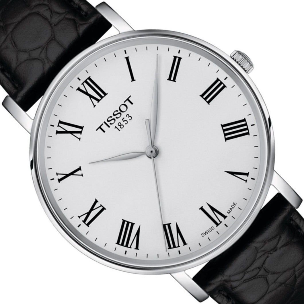 Tissot T-Classic Everytime T1434101603300 | Herrenuhr Quarz 40 mm | Lederband Schwarz | Saphirglas | Swiss Made | NEU OVP mit 2 Jahren Hersteller-Garantie