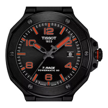 Laden Sie das Bild in den Galerie-Viewer, Tissot T-Race Automatic | T141.807.37.057.00 | Herrenuhr Sport | 41mm Schwarz PVD | Powermatic 80 Automatik mit Nivachron | Saphirglas | Kautschukband schwarz | NEU OVP mit Box Papiere 2 Jahre Hersteller-Garantie