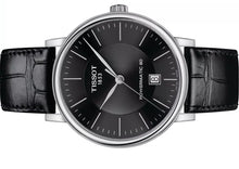 Laden Sie das Bild in den Galerie-Viewer, Tissot Carson Premium Powermatic 80 | T122.407.16.051.00 | Herrenuhr | Swiss Made Automatik | 80h Gangreserve | Saphirglas | Lederband schwarz | Zifferblatt schwarz | NEU OVP mit Box &amp; Garantiekarte