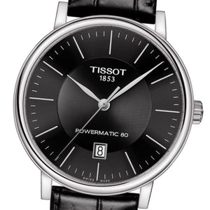 Tissot Carson Premium Powermatic 80 | T122.407.16.051.00 | Herrenuhr | Swiss Made Automatik | 80h Gangreserve | Saphirglas | Lederband schwarz | Zifferblatt schwarz | NEU OVP mit Box & Garantiekarte