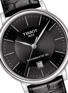 Tissot Carson Premium Powermatic 80 | T122.407.16.051.00 | Herrenuhr | Swiss Made Automatik | 80h Gangreserve | Saphirglas | Lederband schwarz | Zifferblatt schwarz | NEU OVP mit Box & Garantiekarte