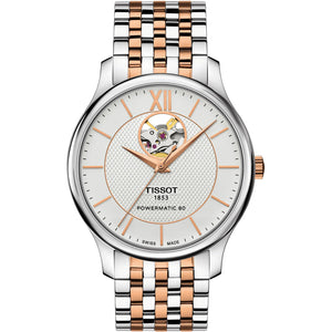 Tissot T063.907.22.038.01 | Powermatic 80 Open Heart Automatik Herrenuhr | T-Classic | 40 mm Bicolor Edelstahl | Swiss Made