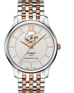Tissot T063.907.22.038.01 | Powermatic 80 Open Heart Automatik Herrenuhr | T-Classic | 40 mm Bicolor Edelstahl | Swiss Made