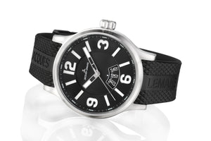 Jacques Lemans Porto Sports Luminous XL Herrenuhr 1-1673A Box Papiere Garantie Gehäuse Edelstahl Band Kautschuk Zifferblatt schwarz - Chronographen 24 - Luxusuhren günstig kaufen