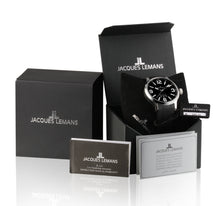 Laden Sie das Bild in den Galerie-Viewer, Jacques Lemans Porto Sports Luminous XL Herrenuhr 1-1673A Box Papiere Garantie Gehäuse Edelstahl Band Kautschuk Zifferblatt schwarz - Chronographen 24 - Luxusuhren günstig kaufen