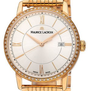 Maurice Lacroix Eliros Date Diamonds Damen-Armbanduhr EL1094-PVPD6-112-1 Gold mit 60 echten Diamanten NEU OVP 2 Jahre Garantie mit Box Papiere Garantiekarte