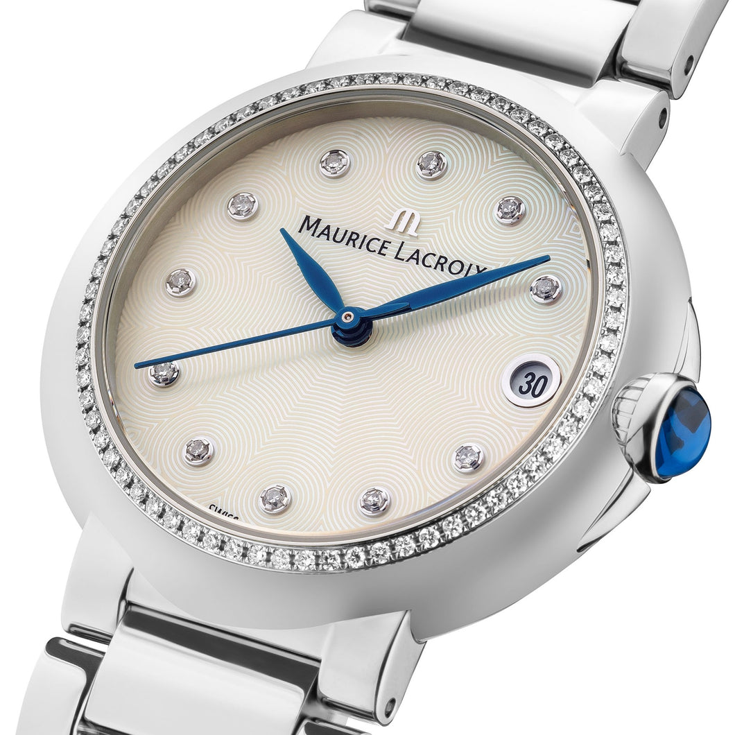 Maurice Lacroix Fiaba Round Date Diamonds FA1004-SD502-170-1 Damenuhr Gehäuse/Band Edelstahl poliert mit 79 Diamanten NEU OVP. mit 2 Jahren Hersteller-Garantie Box Papiere