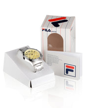 Laden Sie das Bild in den Galerie-Viewer, FILA Sport Tennis Chronograph Herren-Armbanduhr Stoppuhr Gehäuse Edelstahl Band Edelstahl mit Box und Garantiekarte SEIKO Quarz-Kaliber - Chronographen 24 - Luxusuhren günstig kaufen