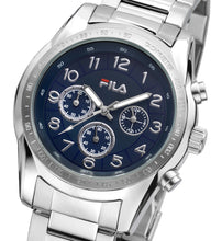 Laden Sie das Bild in den Galerie-Viewer, FILA Sport Tennis Chronograph Herren-Armbanduhr Stoppuhr Gehäuse Edelstahl Band Edelstahl mit Box und Garantiekarte SEIKO Quarz-Kaliber - Chronographen 24 - Luxusuhren günstig kaufen