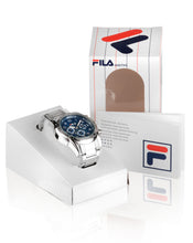 Laden Sie das Bild in den Galerie-Viewer, FILA Sport Tennis Chronograph Herren-Armbanduhr Stoppuhr Gehäuse Edelstahl Band Edelstahl mit Box und Garantiekarte SEIKO Quarz-Kaliber - Chronographen 24 - Luxusuhren günstig kaufen