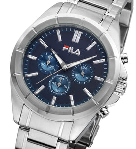 FILA Sport Tennis Chronograph Herren-Armbanduhr Stoppuhr Gehäuse Edelstahl Band Edelstahl mit Box und Garantiekarte SEIKO Quarz-Kaliber - Chronographen 24 - Luxusuhren günstig kaufen