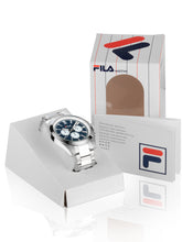 Laden Sie das Bild in den Galerie-Viewer, FILA Sport Tennis Chronograph Herren-Armbanduhr Stoppuhr Gehäuse Edelstahl Band Edelstahl mit Box und Garantiekarte SEIKO Quarz-Kaliber - Chronographen 24 - Luxusuhren günstig kaufen