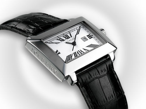 Iceberg Perspective Royale Herren-Armbanduhr Saphirglas Gehäuse Edelstahl Zifferblatt weiss Lederband schwarz IC0509-31 - Chronographen 24 - Luxusuhren günstig kaufen