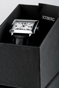 Iceberg Perspective Royale Herren-Armbanduhr Saphirglas Gehäuse Edelstahl Zifferblatt weiss Lederband schwarz IC0509-31 - Chronographen 24 - Luxusuhren günstig kaufen