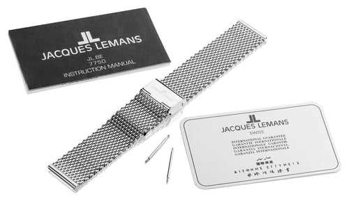 Jacques Lemans N-208 Edelstahl Band Ersatzband Milanaise Stahl 316L Stahlband feingliedrig 22 mm NEU OVP. mit 4 Federstegen
