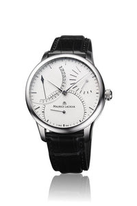 Maurice Lacroix Masterpiece Calendrier Rétrograde Automatik Herrenuhr MP6508-SS001-130-1 neu Garantie Box Papiere Saphirglas Gehäuse Edelstahl Band Krokoleder schwarz retrograde Datumsanzeige Gangreserve Swiss Made - Chronographen 24 - Luxusuhren günstig kaufen