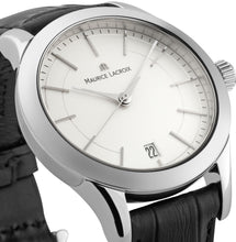Laden Sie das Bild in den Galerie-Viewer, Maurice Lacroix Les Classiques Date Damenuhr LC1026-SS001-131 Lederband schwarz für Gravur Widmung NEU OVP mit Box Papiere 2 Jahre Garantie