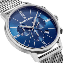 Laden Sie das Bild in den Galerie-Viewer, Maurice Lacroix Eliros Chronograph Herrenuhr EL1098-SS002-410-1 Zifferblatt blau Milanaise-Edelstahl-Band NEU OVP. mit Box Papiere 2 Jahre Hersteller-Garantie