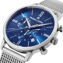 Laden Sie das Bild in den Galerie-Viewer, Maurice Lacroix Eliros Chronograph Herrenuhr EL1098-SS002-410-1 Zifferblatt blau Milanaise-Edelstahl-Band NEU OVP. mit Box Papiere 2 Jahre Hersteller-Garantie