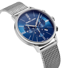 Laden Sie das Bild in den Galerie-Viewer, Maurice Lacroix Eliros Chronograph Herrenuhr EL1098-SS002-410-1 Zifferblatt blau Milanaise-Edelstahl-Band NEU OVP. mit Box Papiere 2 Jahre Hersteller-Garantie