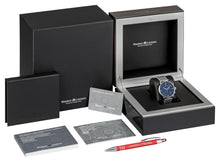 Laden Sie das Bild in den Galerie-Viewer, Maurice Lacroix Eliros Chronograph Herrenuhr EL1098-SS002-410-1 Zifferblatt blau Milanaise-Edelstahl-Band NEU OVP. mit Box Papiere 2 Jahre Hersteller-Garantie