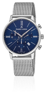 Maurice Lacroix Eliros Chronograph Herrenuhr EL1098-SS002-410-1 Zifferblatt blau Milanaise-Edelstahl-Band NEU OVP. mit Box Papiere 2 Jahre Hersteller-Garantie