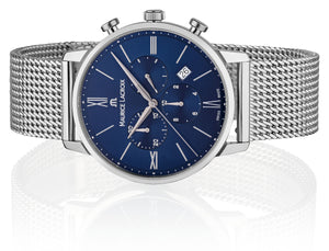 Maurice Lacroix Eliros Chronograph Herrenuhr EL1098-SS002-410-1 Zifferblatt blau Milanaise-Edelstahl-Band NEU OVP. mit Box Papiere 2 Jahre Hersteller-Garantie