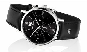 Maurice Lacroix Eliros Chronograph Herren-Uhr EL1088-SS001-311-1 Swiss Made Saphirglas Lederband schwarz NEU OVP. mit Box Papiere 2 Jahre Hersteller-Garantie