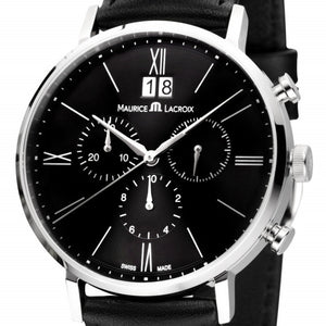 Maurice Lacroix Eliros Chronograph Herren-Uhr EL1088-SS001-311-1 Swiss Made Saphirglas Lederband schwarz NEU OVP. mit Box Papiere 2 Jahre Hersteller-Garantie