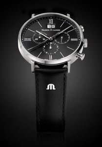 Maurice Lacroix Eliros Chronograph Herren-Uhr EL1088-SS001-311-1 Swiss Made Saphirglas Lederband schwarz NEU OVP. mit Box Papiere 2 Jahre Hersteller-Garantie