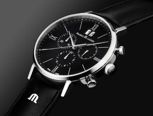 Maurice Lacroix Eliros Chronograph Herren-Uhr EL1088-SS001-311-1 Swiss Made Saphirglas Lederband schwarz NEU OVP. mit Box Papiere 2 Jahre Hersteller-Garantie