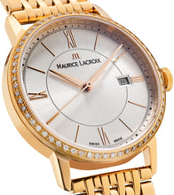 Laden Sie das Bild in den Galerie-Viewer, Maurice Lacroix Eliros Date Diamonds Damen-Armbanduhr EL1094-PVPD6-112-1 Gold mit 60 echten Diamanten NEU OVP 2 Jahre Garantie mit Box Papiere Garantiekarte