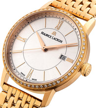 Laden Sie das Bild in den Galerie-Viewer, Maurice Lacroix Eliros Date Diamonds Damen-Armbanduhr EL1094-PVPD6-112-1 Gold mit 60 echten Diamanten NEU OVP 2 Jahre Garantie mit Box Papiere Garantiekarte