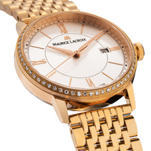 Laden Sie das Bild in den Galerie-Viewer, Maurice Lacroix Eliros Date Diamonds Damen-Armbanduhr EL1094-PVPD6-112-1 Gold mit 60 echten Diamanten NEU OVP 2 Jahre Garantie mit Box Papiere Garantiekarte
