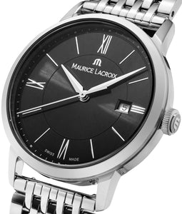 Maurice Lacroix Eliros Date Damen-Armbanduhr EL1094-SS002-310-1 Zifferblatt schwarz Edelstahl-Band NEU OVP. mit Box Papiere 2 Jahre Hersteller-Garantie
