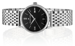 Maurice Lacroix Eliros Date Damen-Armbanduhr EL1094-SS002-310-1 Zifferblatt schwarz Edelstahl-Band NEU OVP. mit Box Papiere 2 Jahre Hersteller-Garantie
