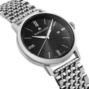 Maurice Lacroix Eliros Date Damen-Armbanduhr EL1094-SS002-310-1 Zifferblatt schwarz Edelstahl-Band NEU OVP. mit Box Papiere 2 Jahre Hersteller-Garantie
