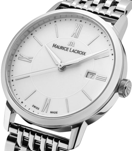 Maurice Lacroix Eliros Date Damenuhr EL1094-SS002-110-1 Zifferblatt weiss Edelstahl-Band hochglänzend NEU OVP. mit Box Papiere 2 Jahre Hersteller-Garantie