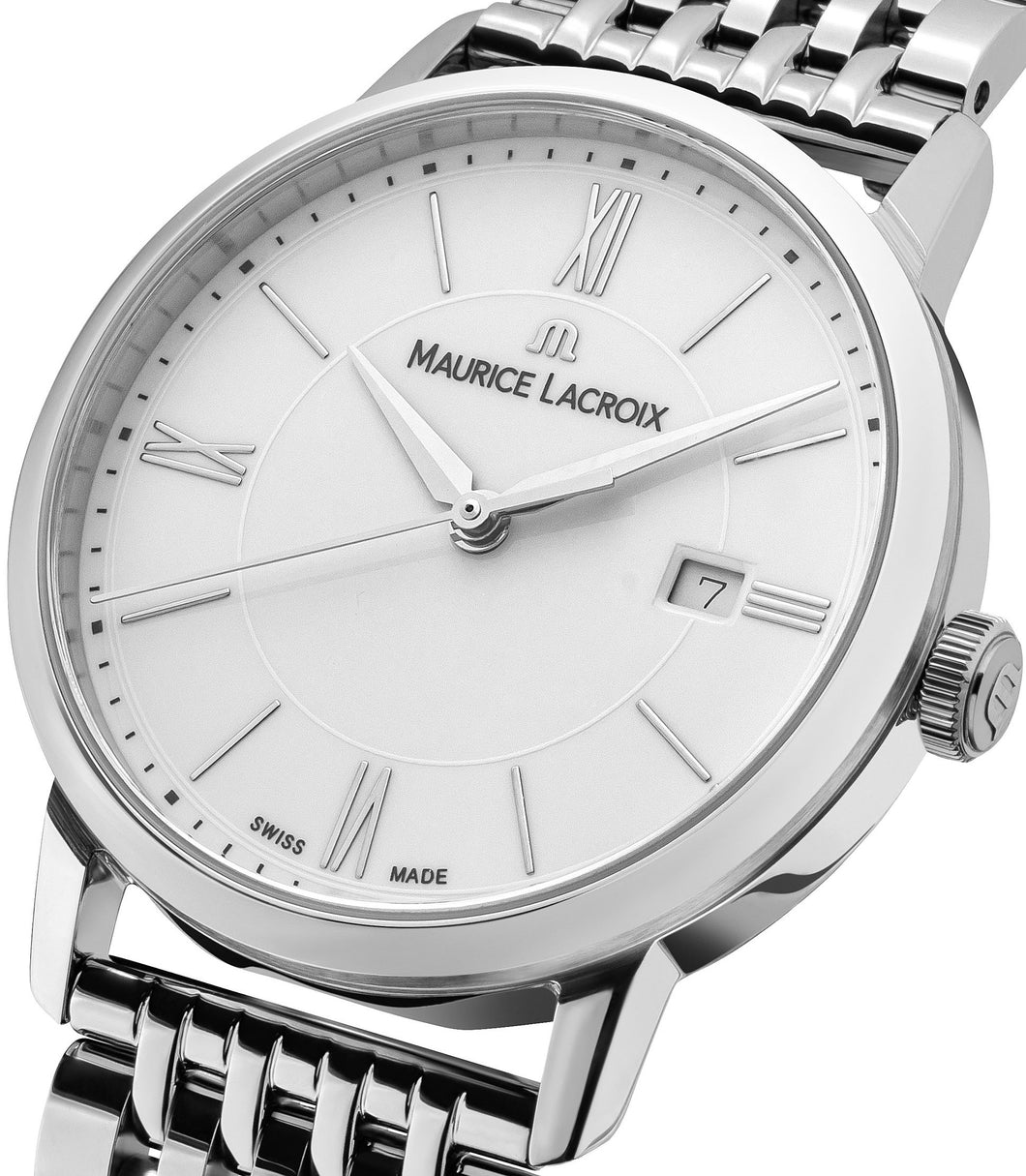 Maurice Lacroix Eliros Date Damenuhr EL1094-SS002-110-1 Zifferblatt weiss Edelstahl-Band hochglänzend NEU OVP. mit Box Papiere 2 Jahre Hersteller-Garantie
