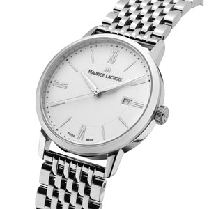 Maurice Lacroix Eliros Date Damenuhr EL1094-SS002-110-1 Zifferblatt weiss Edelstahl-Band hochglänzend NEU OVP. mit Box Papiere 2 Jahre Hersteller-Garantie