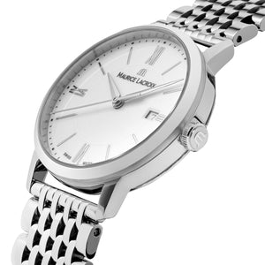 Maurice Lacroix Eliros Date Damenuhr EL1094-SS002-110-1 Zifferblatt weiss Edelstahl-Band hochglänzend NEU OVP. mit Box Papiere 2 Jahre Hersteller-Garantie