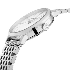 Maurice Lacroix Eliros Date Damenuhr EL1094-SS002-110-1 Zifferblatt weiss Edelstahl-Band hochglänzend NEU OVP. mit Box Papiere 2 Jahre Hersteller-Garantie