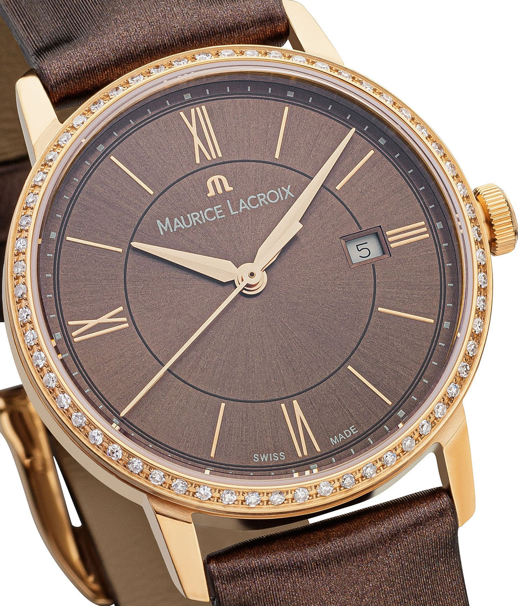 Maurice Lacroix Eliros Date Diamonds Damen-Armbanduhr EL1094-PVPD1-710-1 mit 60 Diamanten  NEU OVP. mit Box/Papiere/Garantie